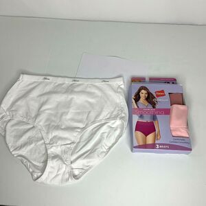 Hanes Premium Womens 3 Pack High Cut Briefs 6 Med Cotton Smoothing Seamless